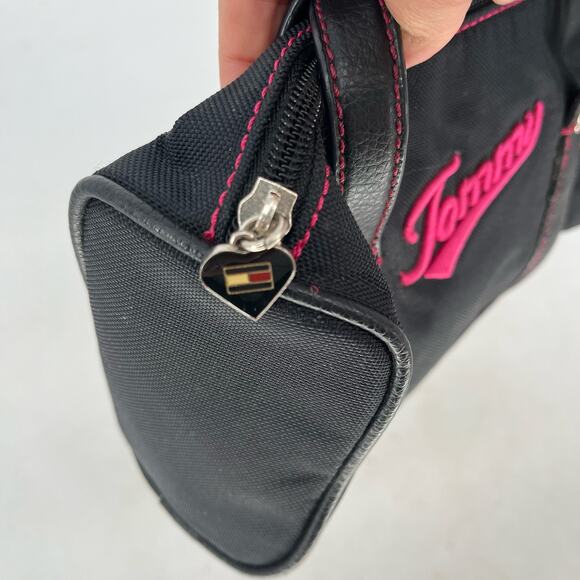 Tommy Hilfiger Vintage Mini Duffle Bag Purse Black Pink - Picture 10 of 10